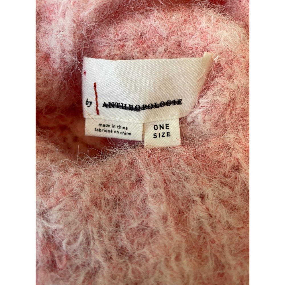Anthropologie Funnel Neck Poncho Pullover‎ One Size Pink Fuzzy Oversize Cozy - Picture 4 of 10